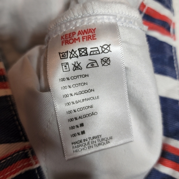 Urban Outfitters BDG mom red white blue striped denim shorts button fly sz 27 - Picture 6 of 12